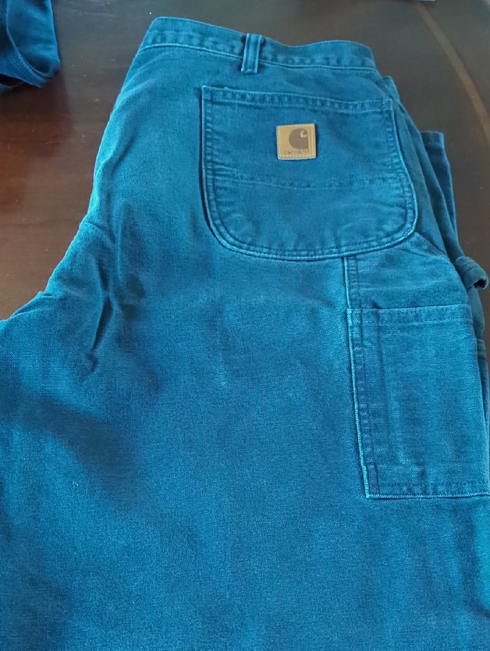 Carhartt Navy Work Pants with Tool Pocket and Logo Patch